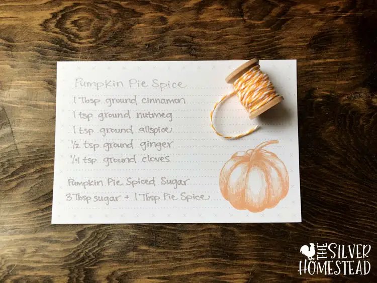 Pumpkin Pie Spice from scratch recipe card