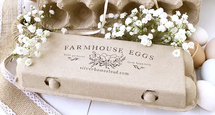 farmhouse eggs Stamped Egg Cartons sell at farmers markets farmhouse cute design wrap eggs package eggs cutely stamping