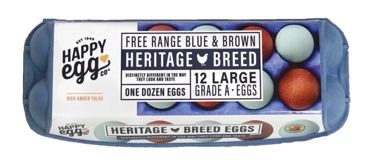 blue & brown colorful rainbow egg carton dozens