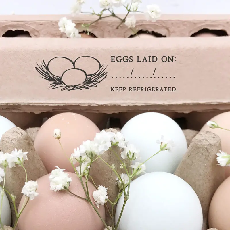 0.75x3 inch Nest Date Eggs Laid On Stamp | Meets State Law | Legally Label Eggs for Sale | Z09