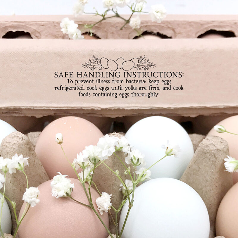 1x3 inch Safe Handling Instructions Stamp | Meets US Federal Law | Legally Label Eggs for Sale | Z03