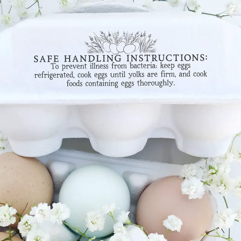 1x3 inch Meadow Grass Safe Handling Instructions Stamp | Meets US Federal Law | Legally Label Eggs for Sale | Z07
