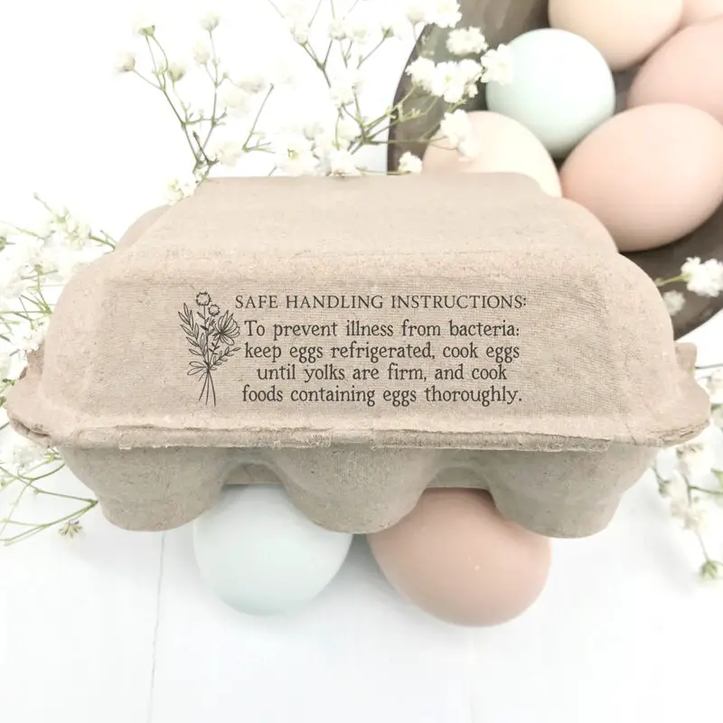 1x3 inch Floral Safe Handling Instructions Stamp | Meets US Federal Law | Legally Label Eggs for Sale | Z11