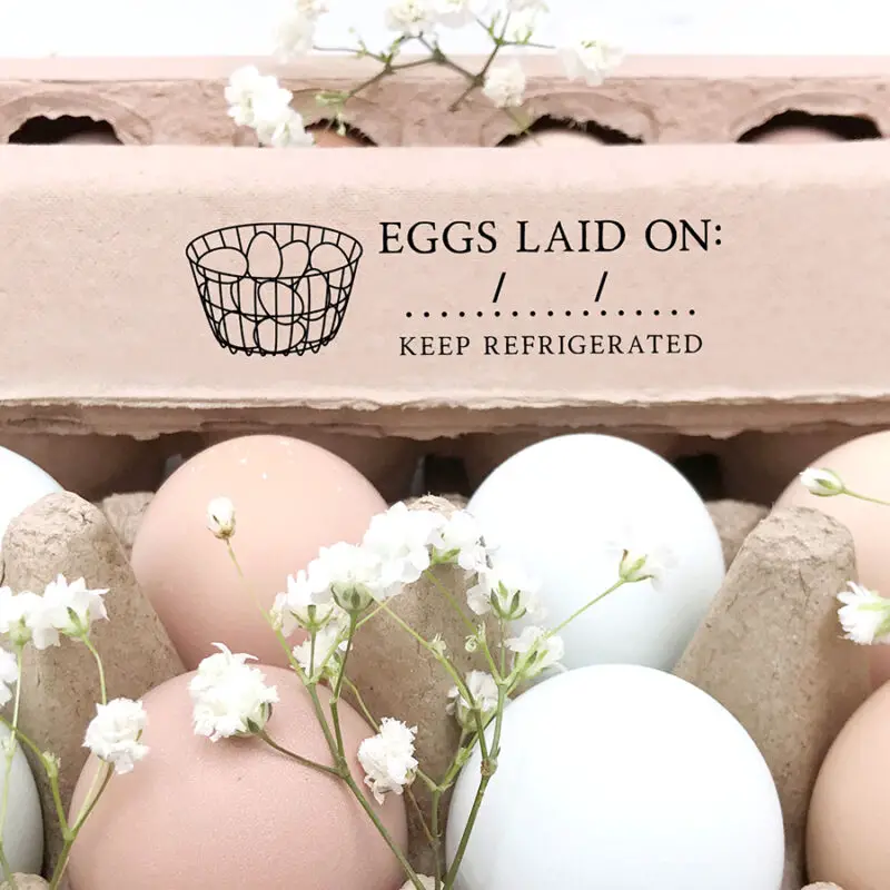 0.75x3 inch Date Eggs Laid On Stamp | Meets State Law | Legally Label Eggs for Sale | Z05
